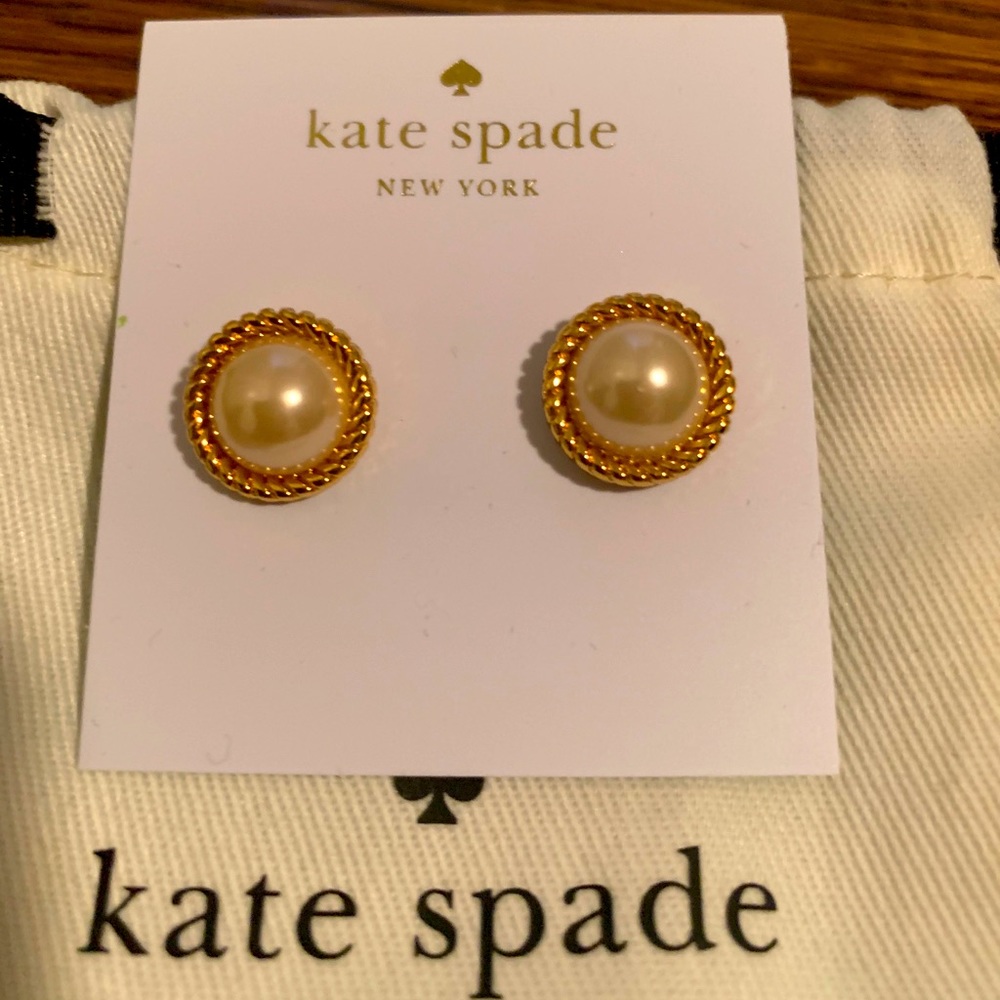 Kate Spade pearl & gold earrings - new!